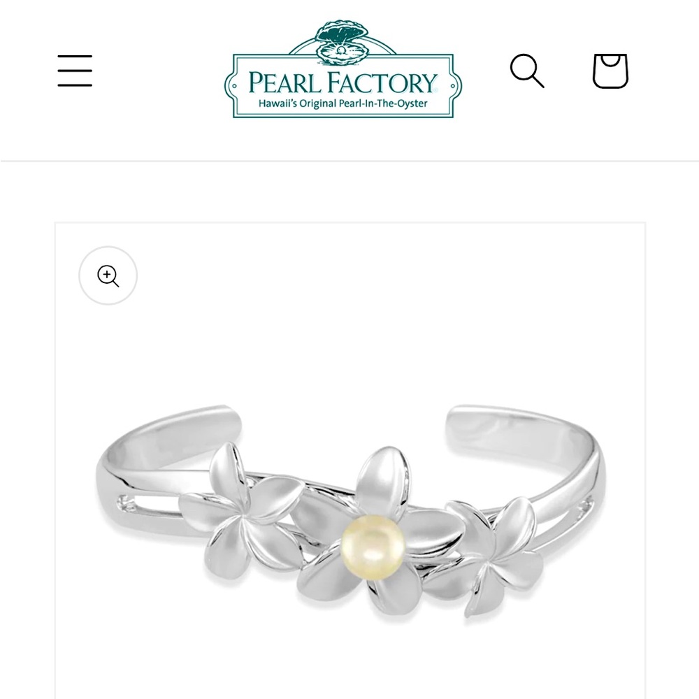 Sterling Silver Three Plumeria Cuff Bracelet.
